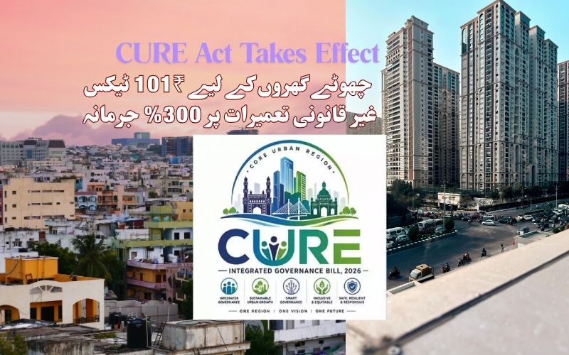 حیدرآباد: کیور ایکٹ کا نفاذ۔ چھوٹے گھروں کیلئے101روپئے پراپرٹی ٹیکس، غیرقانونی تعمیرات پر 300 فیصد جرمانہ 