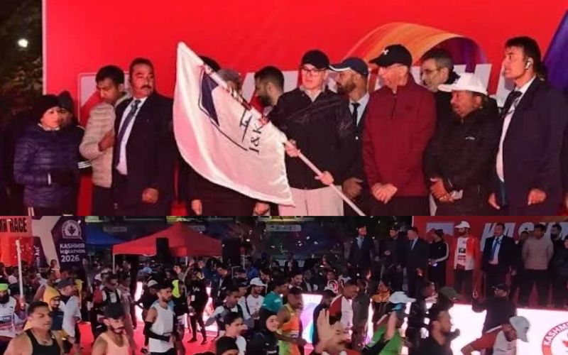 کشمیر میراتھن کو عمر عبداللہ نے جھنڈی دکھا کر کیا روانہ۔ 12 ممالک کے کھلاڑیوں کی شرکت
