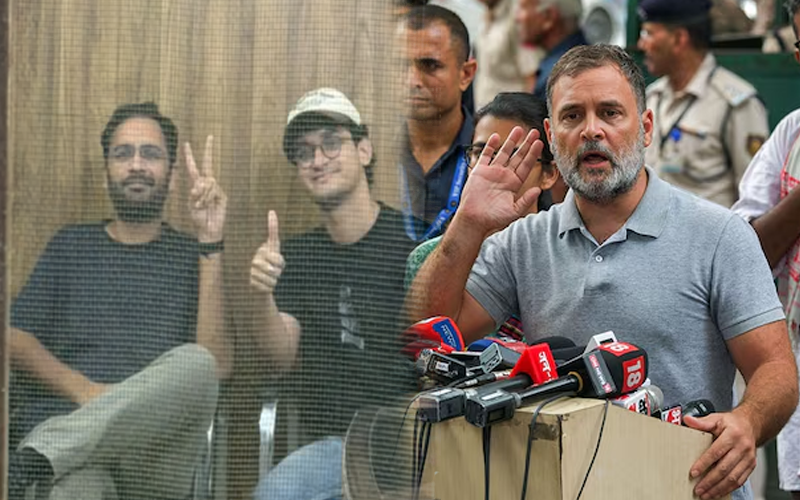 آشوتوش رانکا اور سوربھ داس کی عدالتی حراست کے بعد سی جے پی کی حمایت میں آئے راہل گاندھی